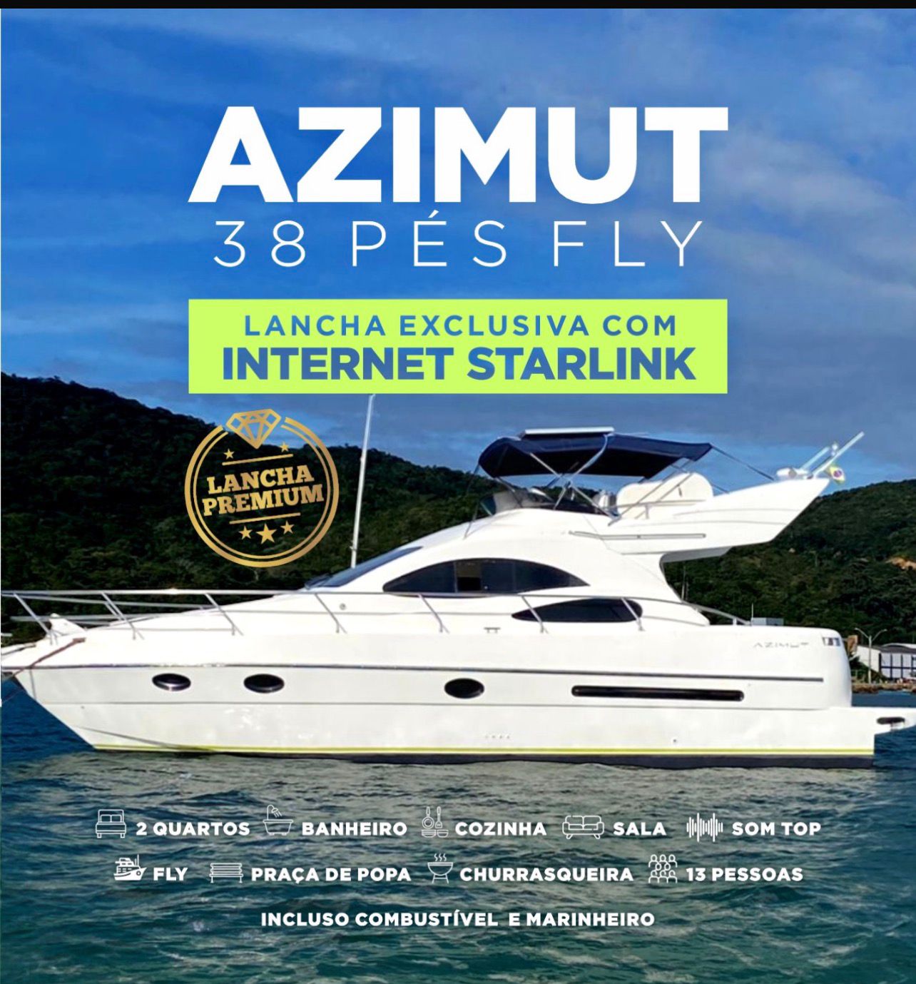 Lancha Azimut 38 Pés Fly
